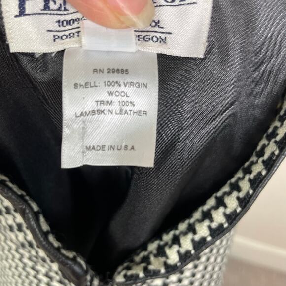 Pendleton Black White Houndstooth Wool Lambskin Trim Blazer 8 - Picture 8 of 8